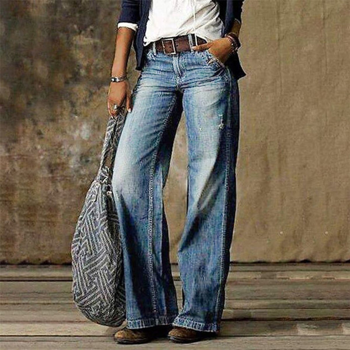 Women's High Waisted Jeans Wide Leg Relaxed Fit Denim Pants