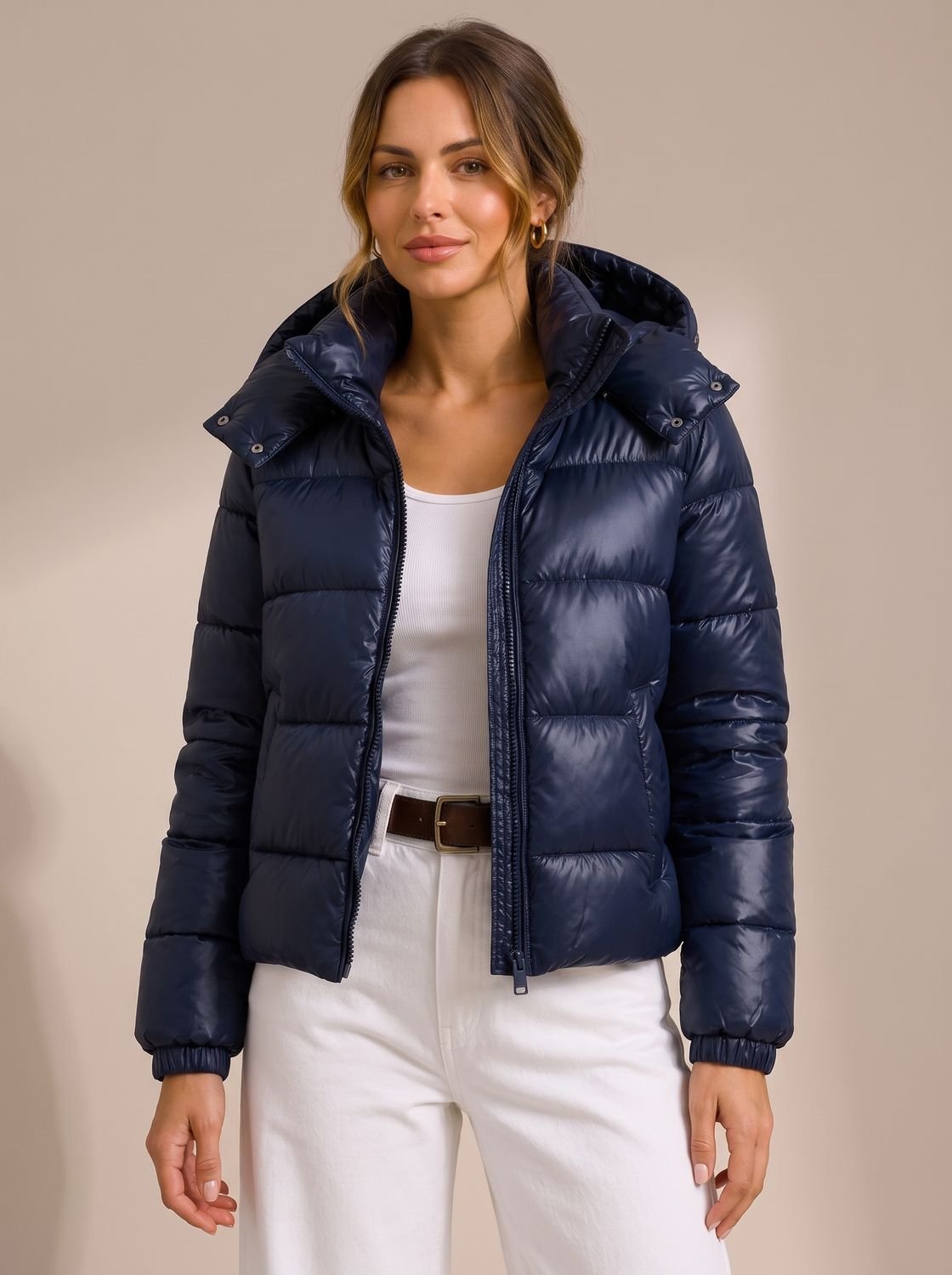 Camila | Women's Hooded Glossy Quilted Puffer Jacket