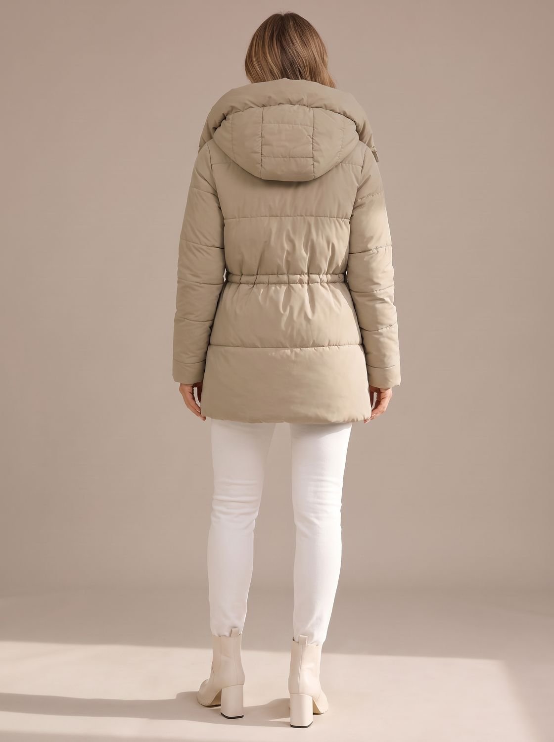 Sophia | Women's Hooded Puffer Jacket Drawstring-Waist Quilted Coat