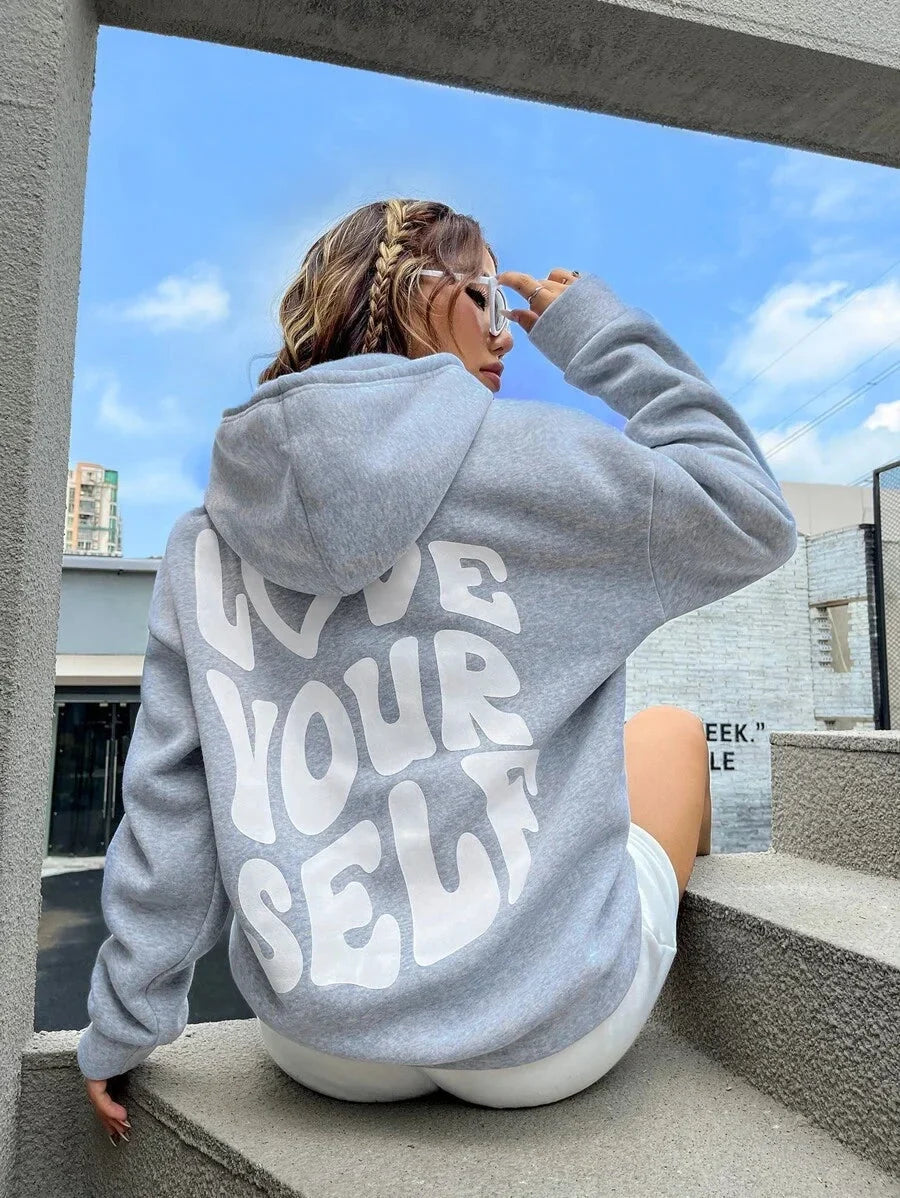 Women’s hoodie with drawstring hood and front kangaroo pocket