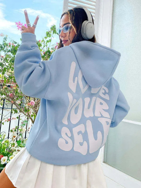 Women’s hoodie with drawstring hood and front kangaroo pocket