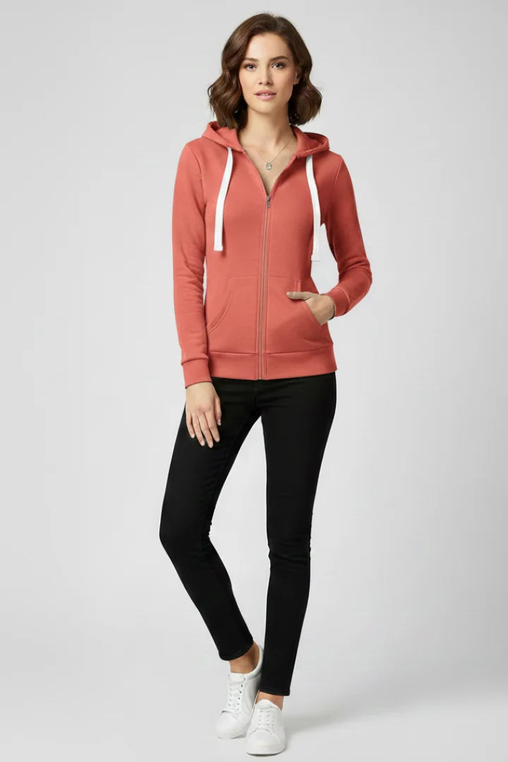 Women’s hoodie with front zipper and kangaroo pockets