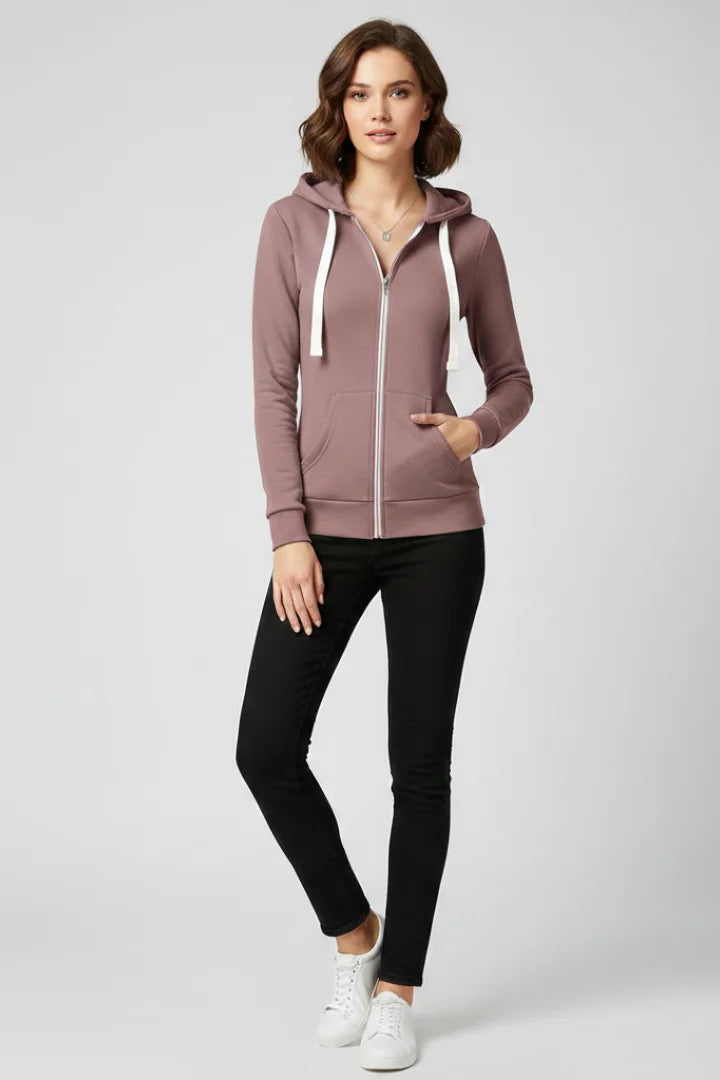 Women’s hoodie with front zipper and kangaroo pockets