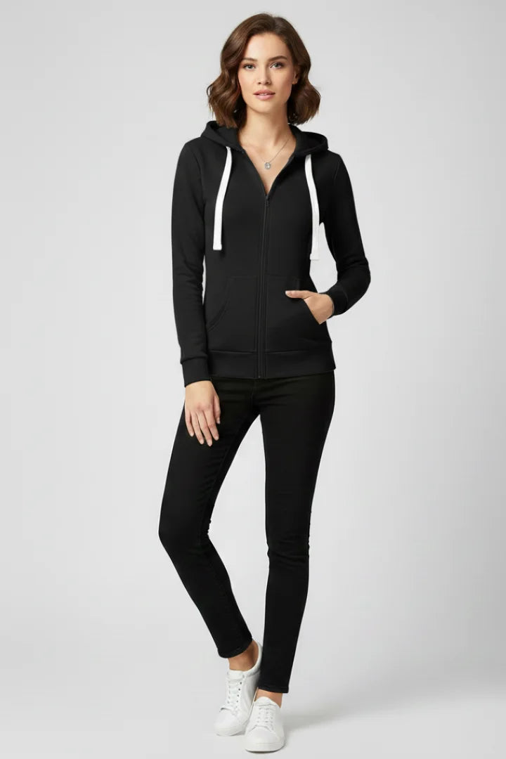 Women’s hoodie with front zipper and kangaroo pockets