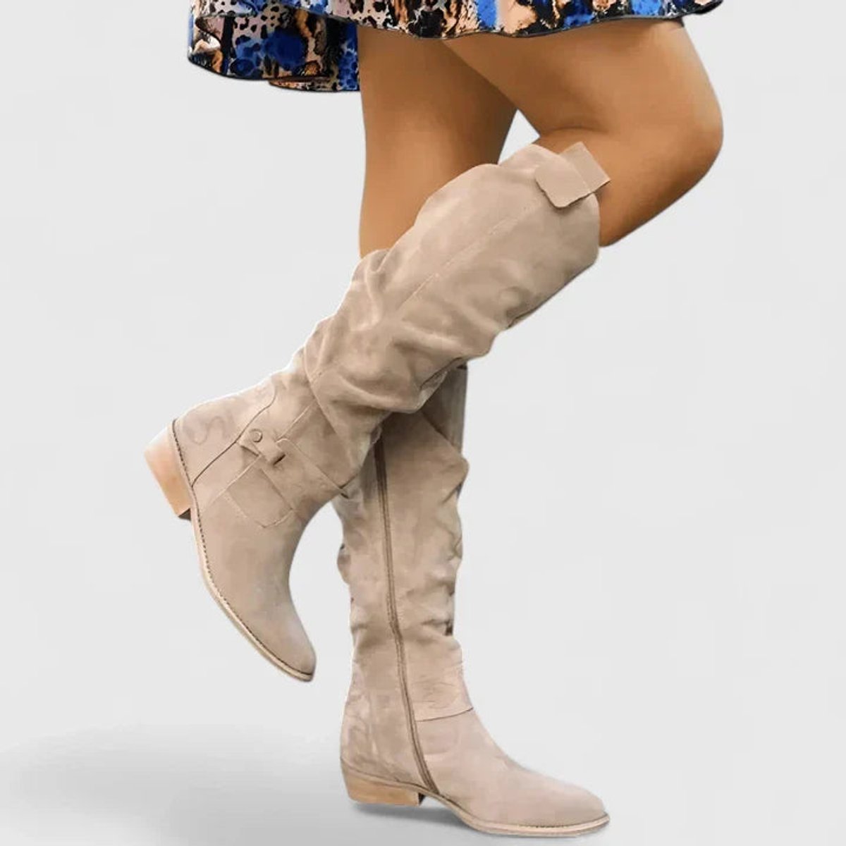 Women's Knee-High Slouchy Block-Heel Western Boots