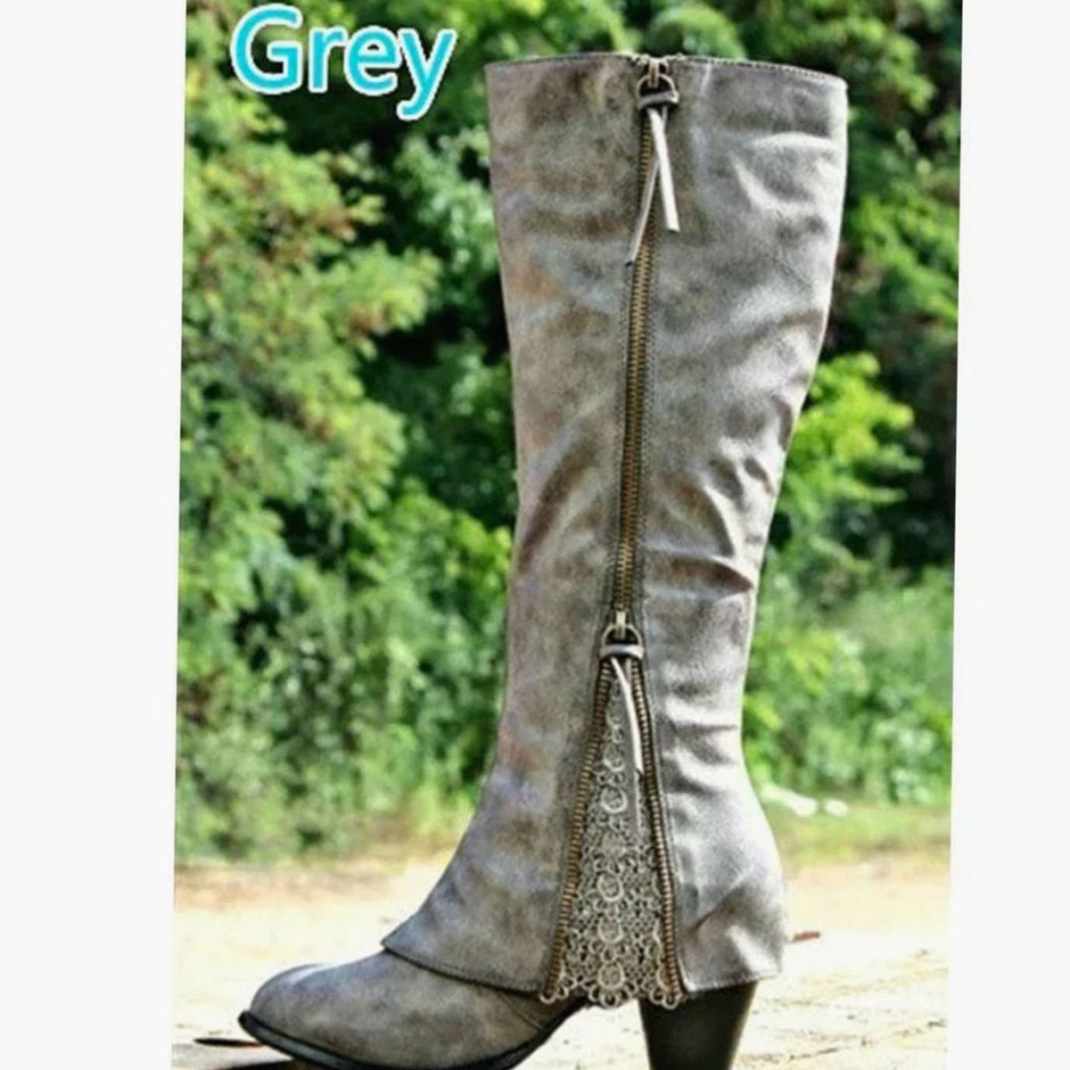 Isabella | Women's Lace-Detail Block-Heel Knee High Boots
