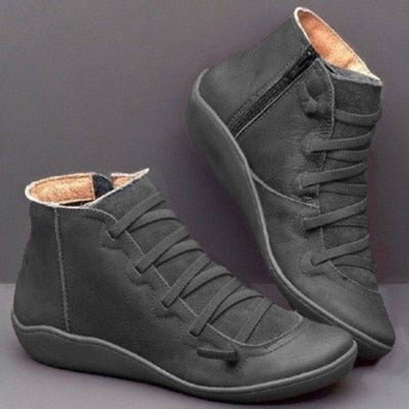 Women's Lace-Up Side-Zip Faux Leather High-Top Ankle Boots