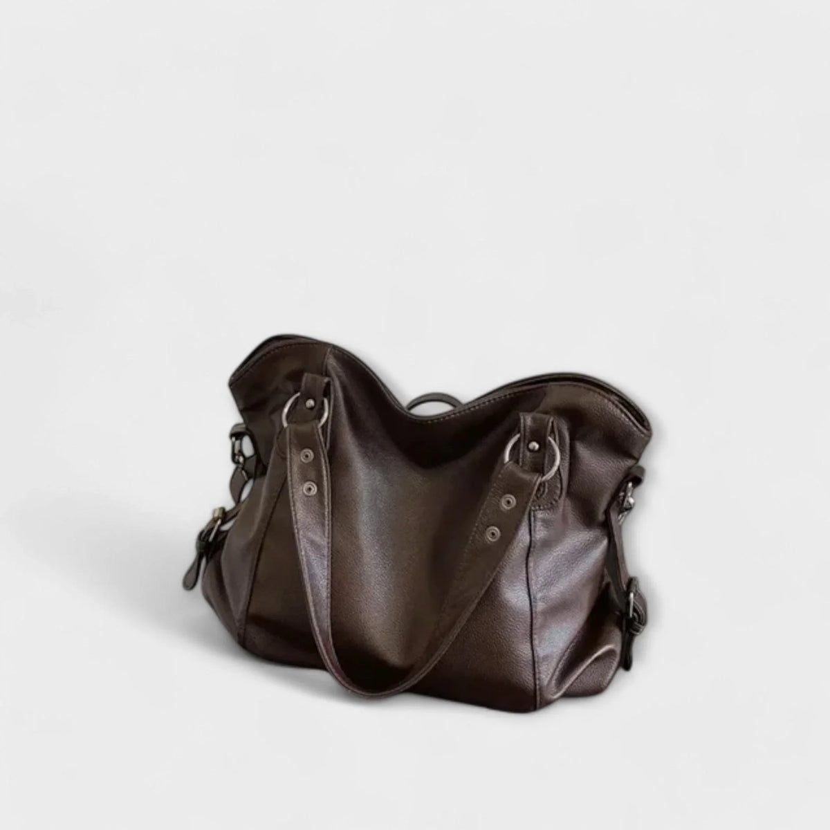 Women's large capacity vegan leather shoulder bag