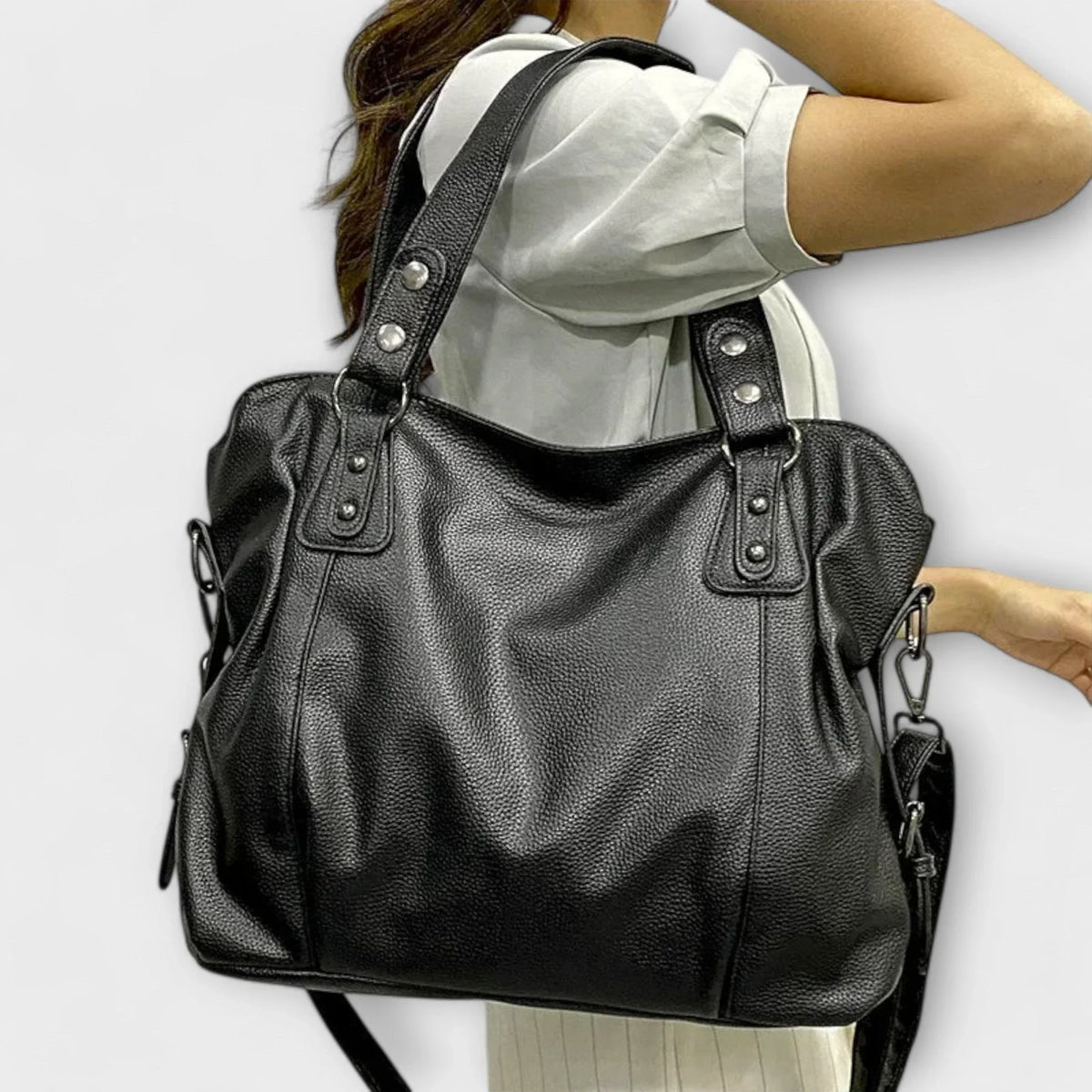 Women's large capacity vegan leather shoulder bag