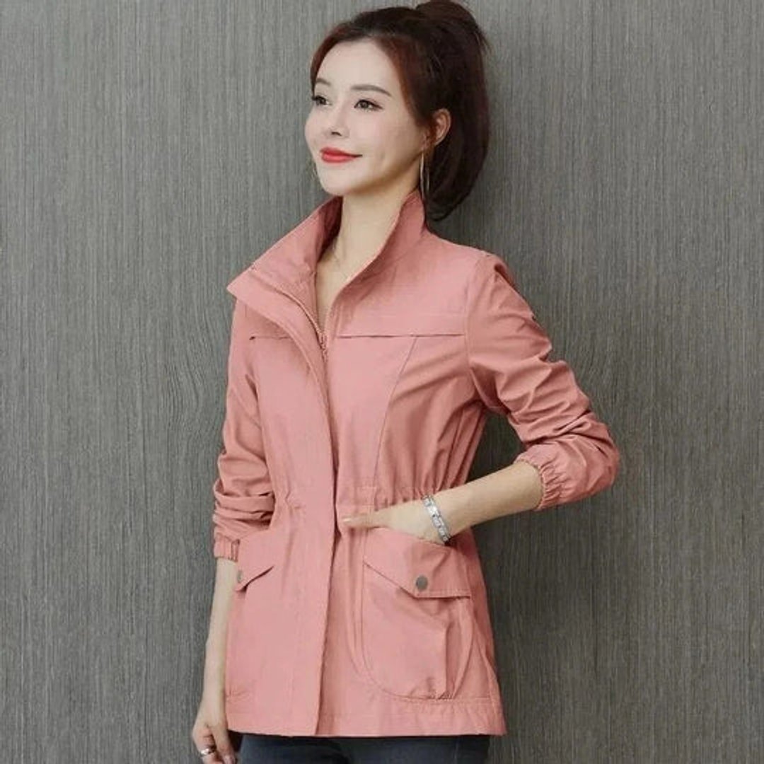 Women's Lightweight Adjustable-Waist Water-Resistant Trench Coat