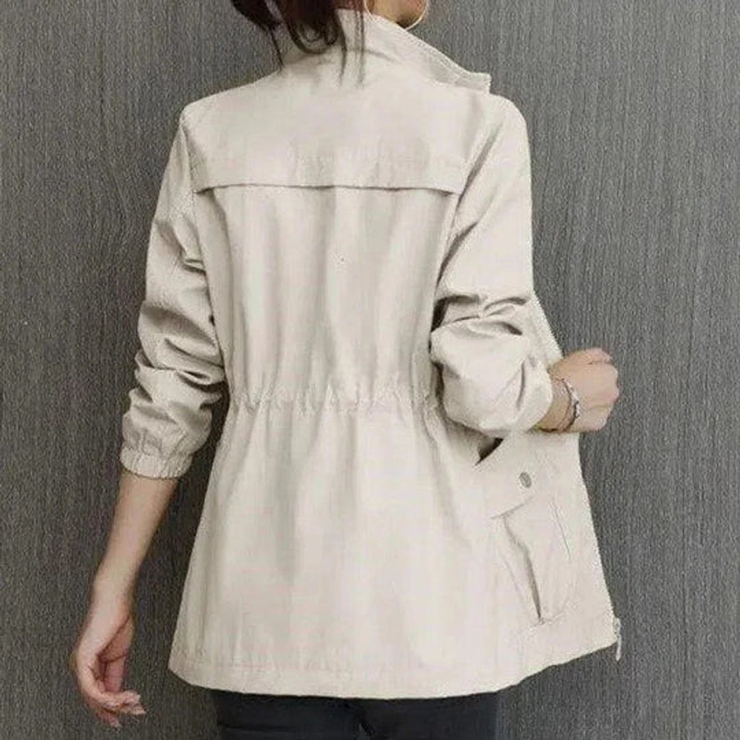 Women's Lightweight Adjustable-Waist Water-Resistant Trench Coat