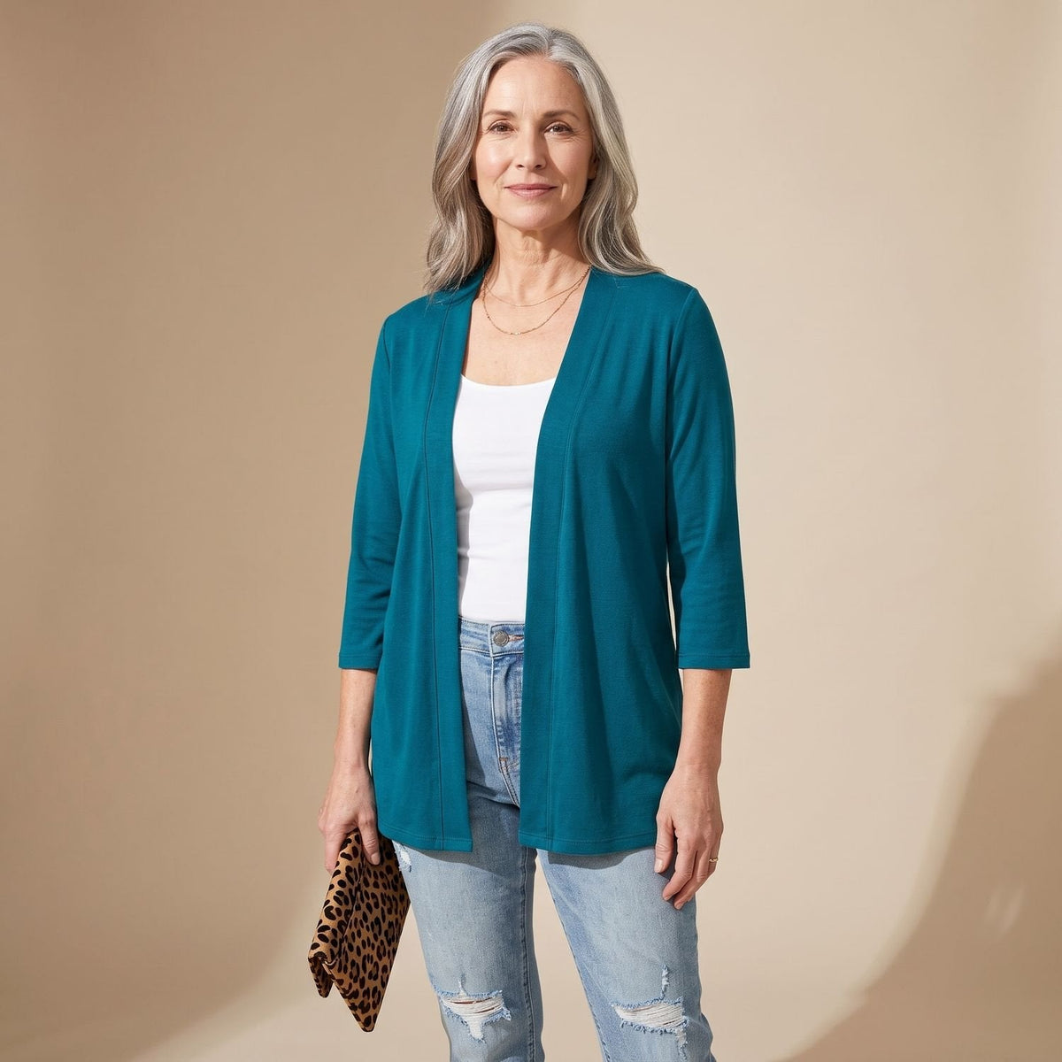 Eleanor | Women's Lightweight Open-Front 3/4 Sleeve Cardigan