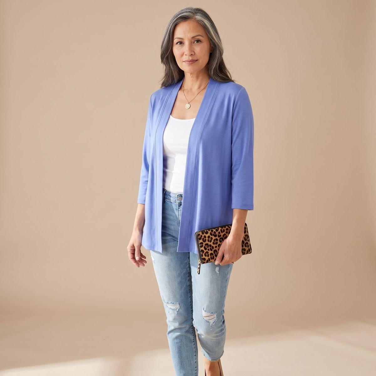 Eleanor | Women's Lightweight Open-Front 3/4 Sleeve Cardigan