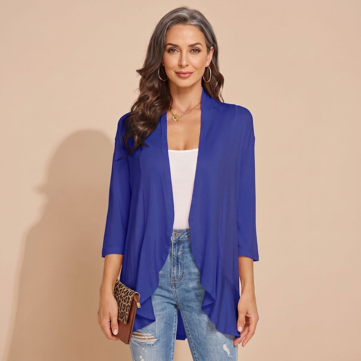 Eleanor | Women's Lightweight Open-Front 3/4 Sleeve Cardigan