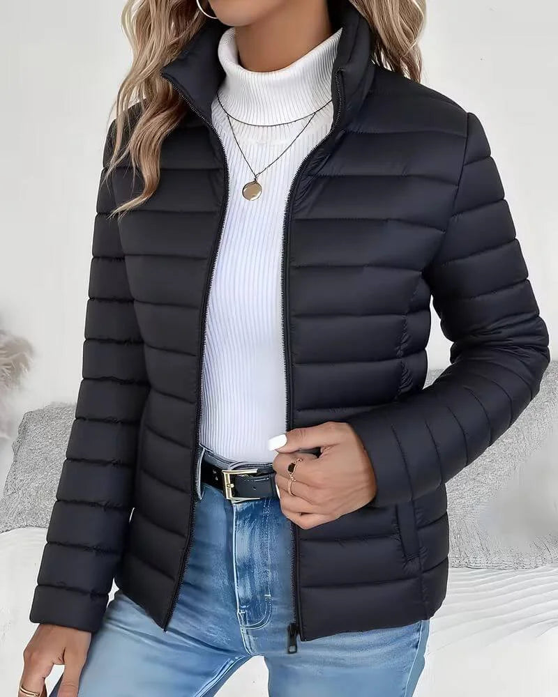 Women's lightweight quilted stand-collar puffer jacket