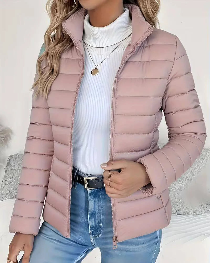 Women's lightweight quilted stand-collar puffer jacket