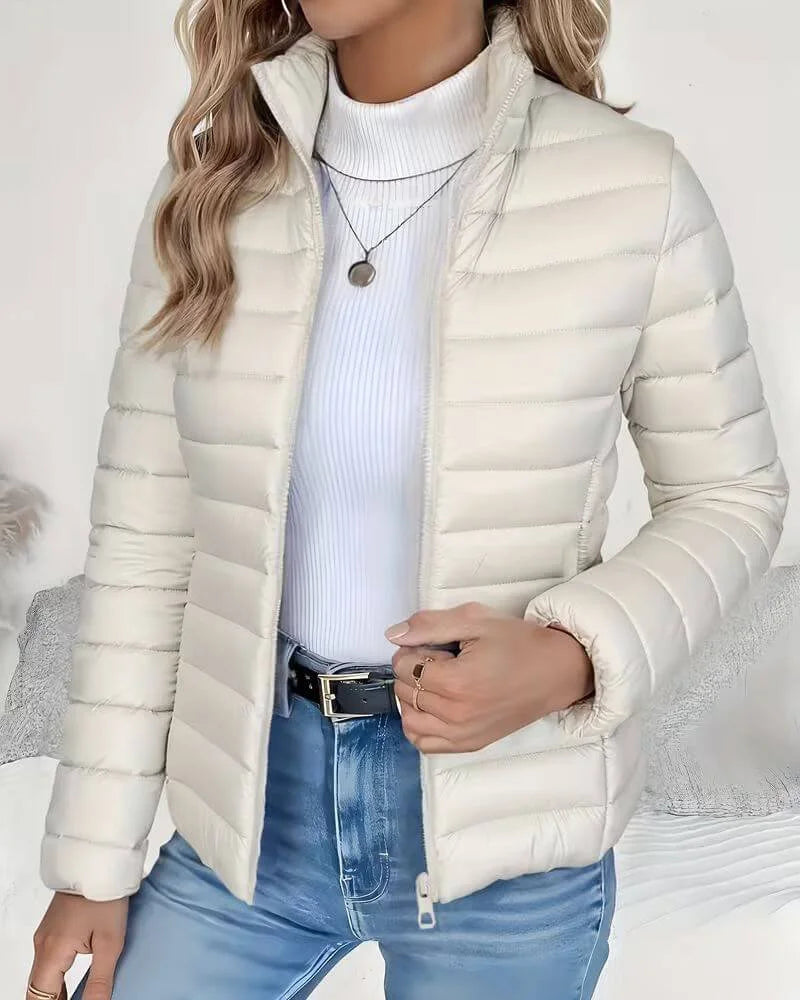Women's lightweight quilted stand-collar puffer jacket