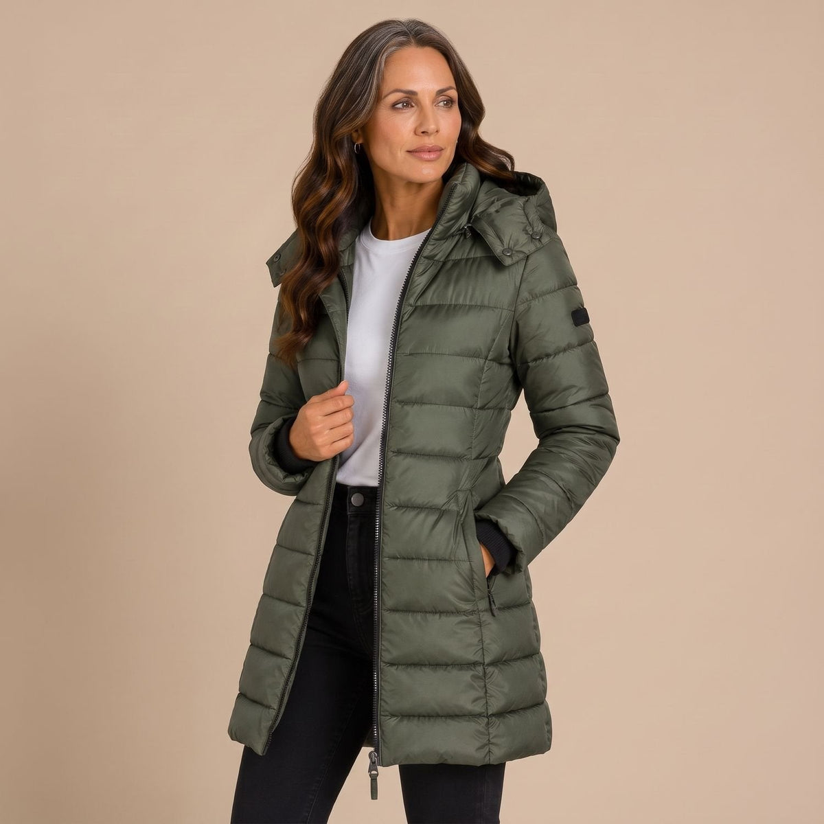 Amelia | Women's Long Hooded Quilted Puffer Jacket Insulated Winter Coat