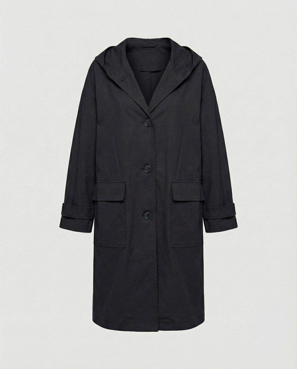 Women's Long Hooded Waterproof Windproof Trench Coat