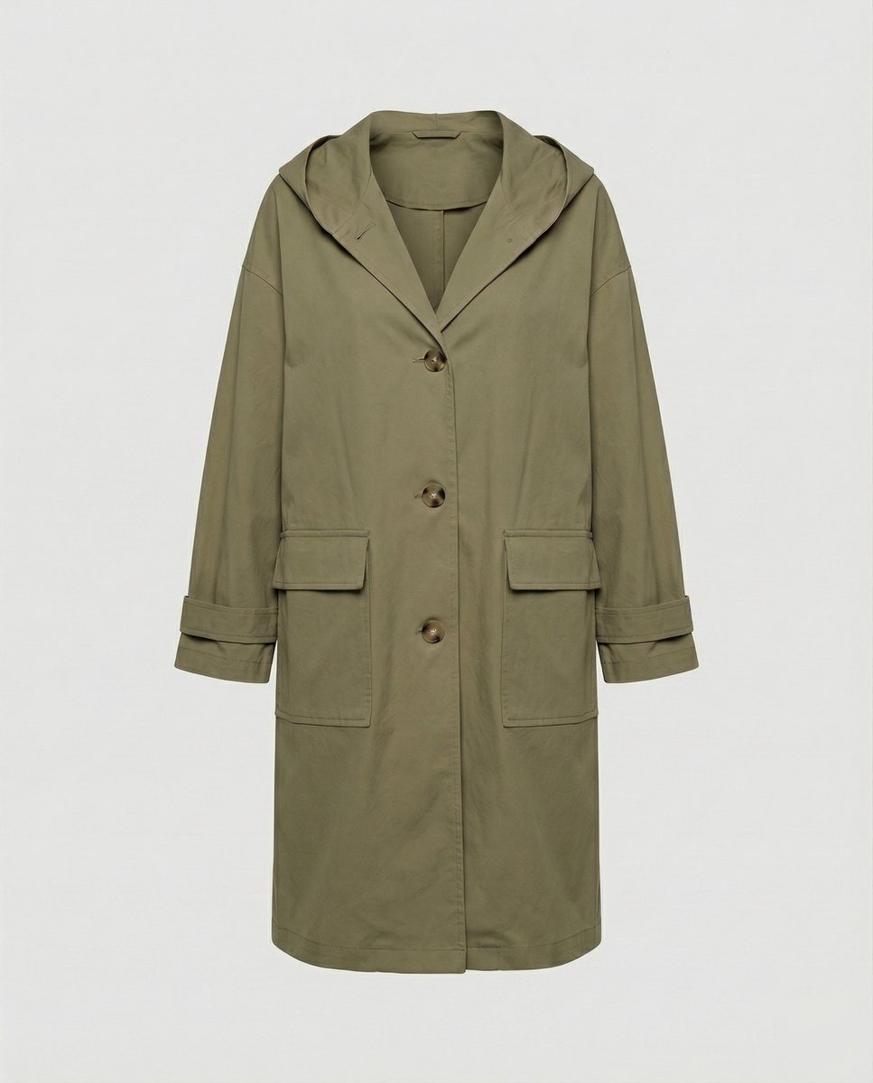 Women's Long Hooded Waterproof Windproof Trench Coat