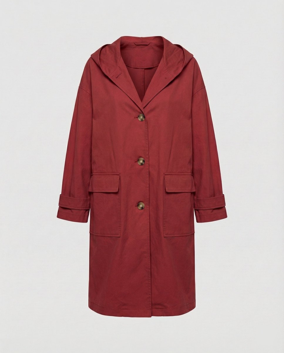 Women's Long Hooded Waterproof Windproof Trench Coat