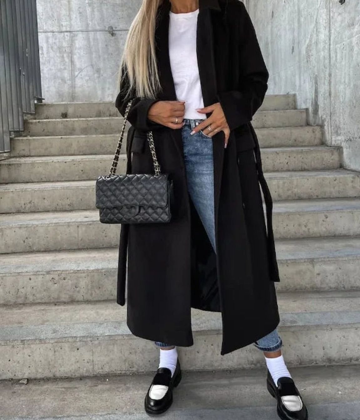 Women's Long Lapel Double-Breasted Button Front Coat