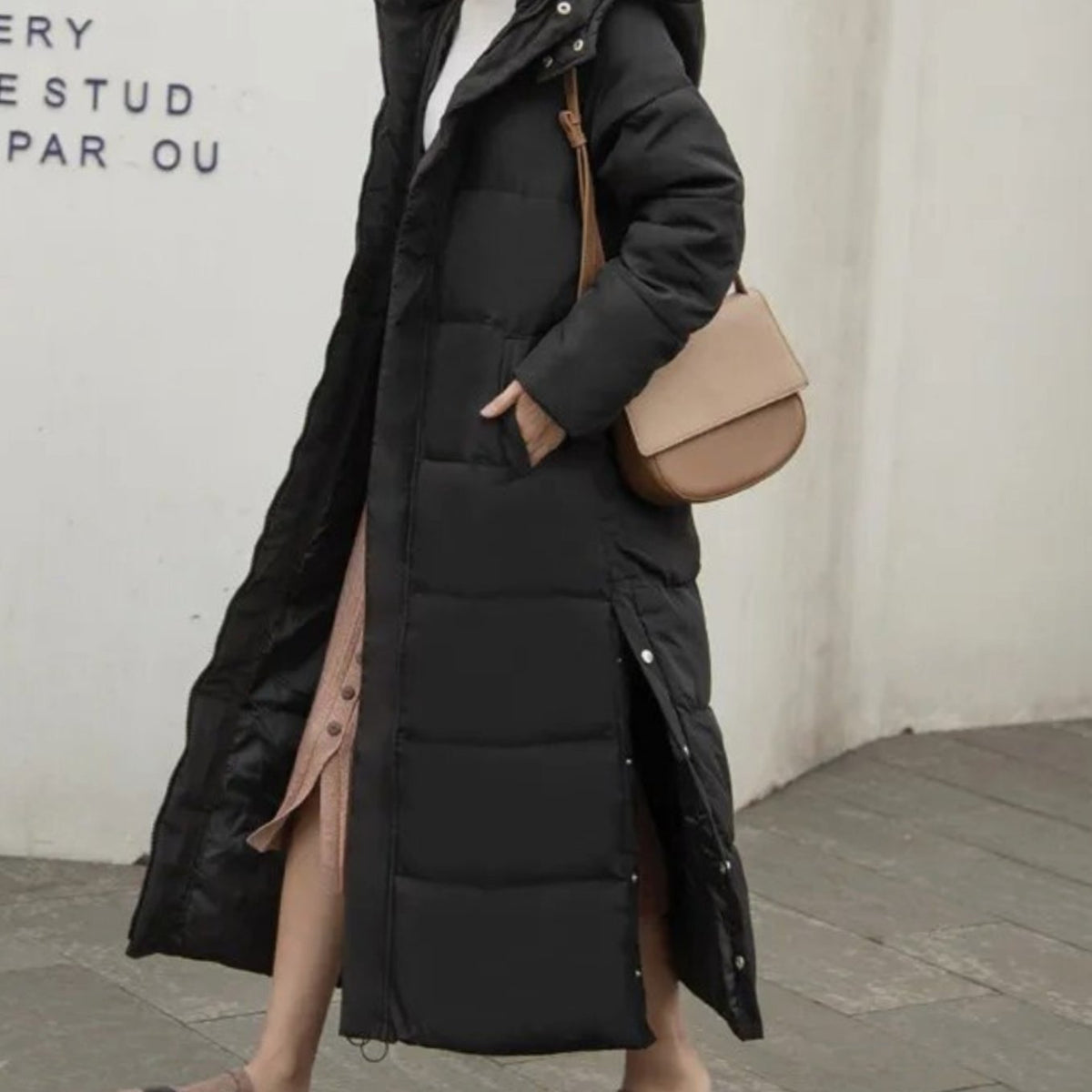 Women's Long Quilted Puffer Winter Coat Zip-Up Maxi Parka