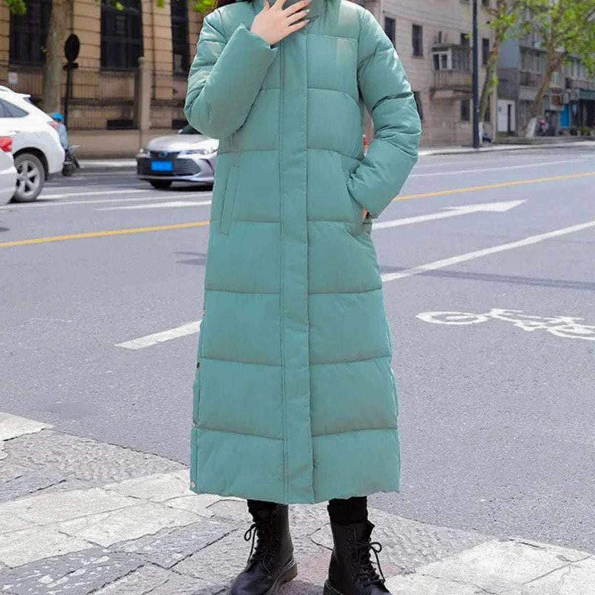Women's Long Quilted Puffer Winter Coat Zip-Up Maxi Parka