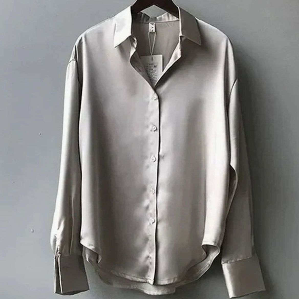 Women's Long Sleeve Button-Down Loose Satin Blouses