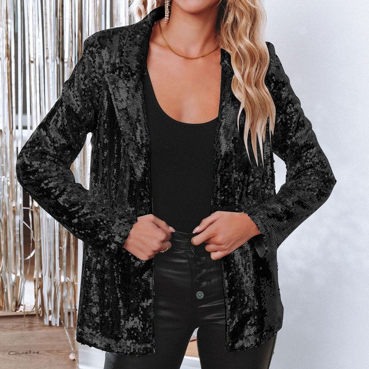 Women's Long-Sleeve Sequin Party Blazer