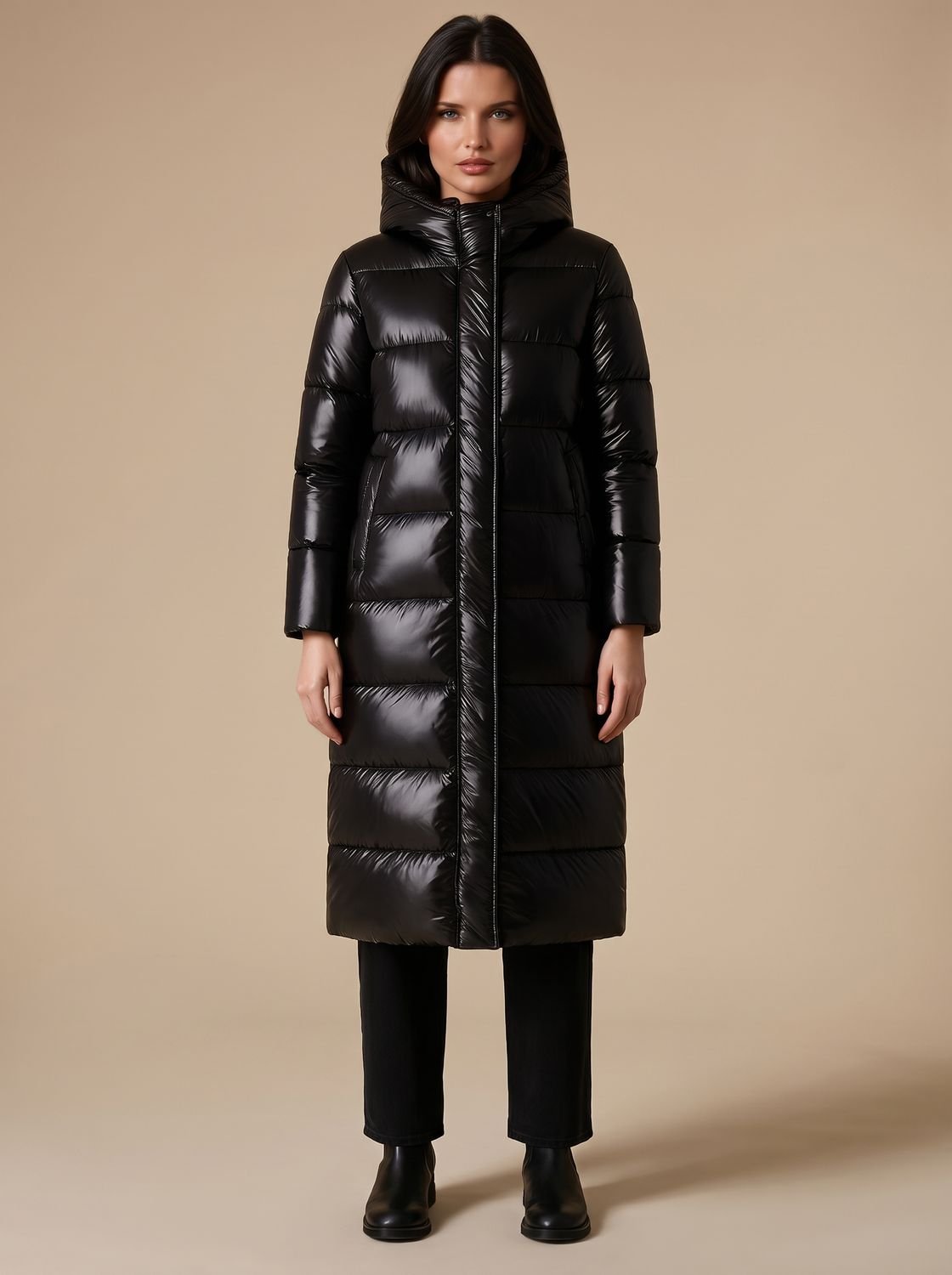Penelope | Women's Longline Quilted Hooded Puffer Jacket