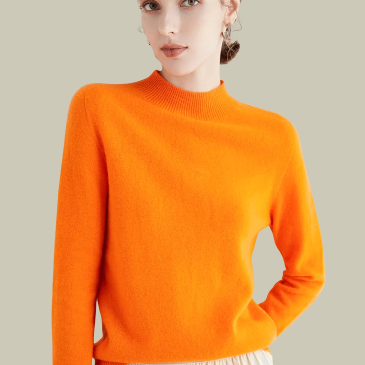 Women's Merino Wool Sweaters Mock Neck Slim Fit Pullover