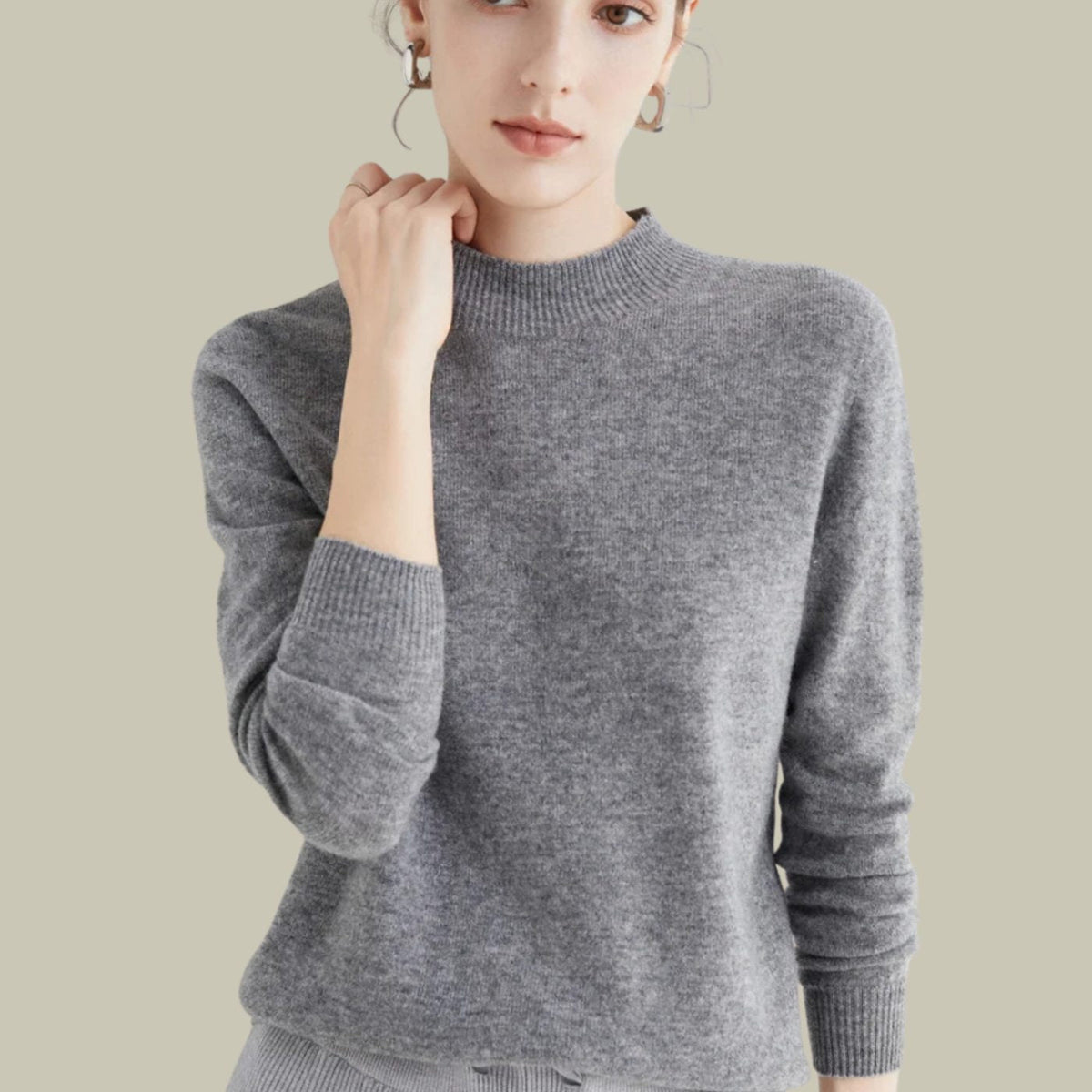Women's Merino Wool Sweaters Mock Neck Slim Fit Pullover