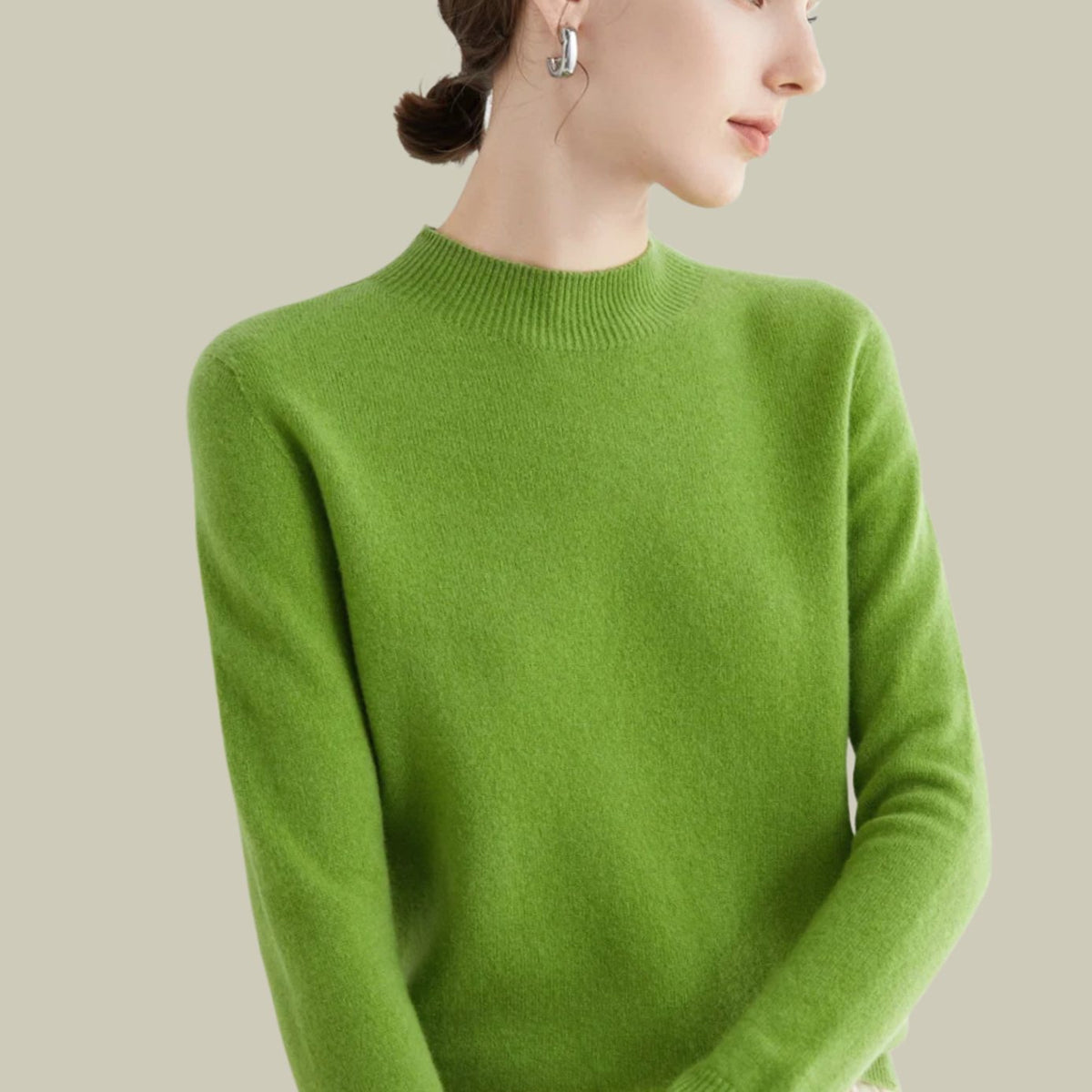 Women's Merino Wool Sweaters Mock Neck Slim Fit Pullover