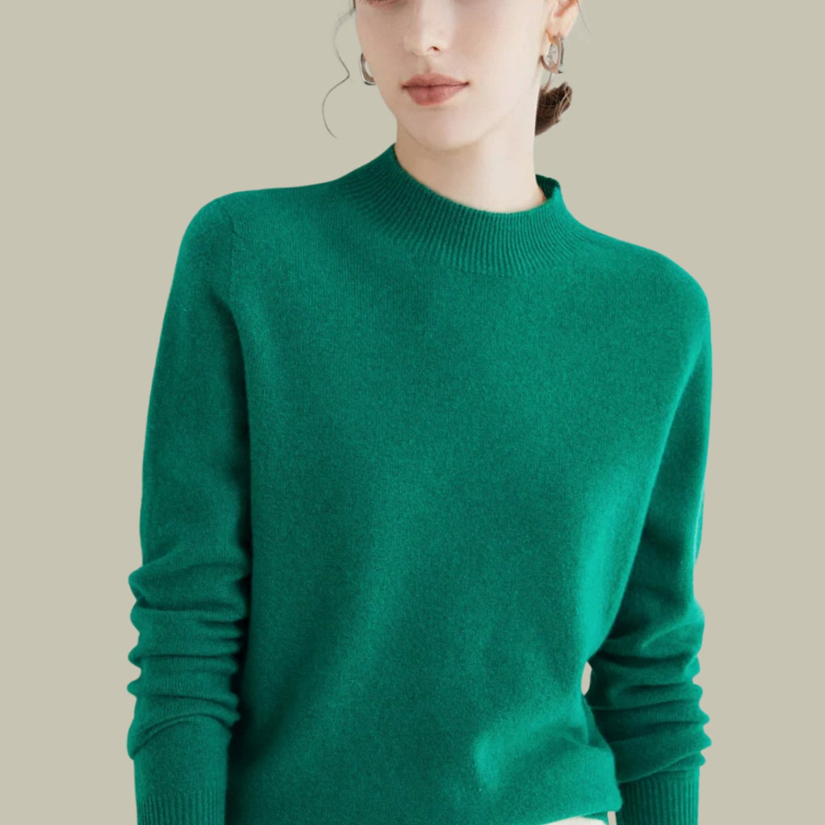 Women's Merino Wool Sweaters Mock Neck Slim Fit Pullover