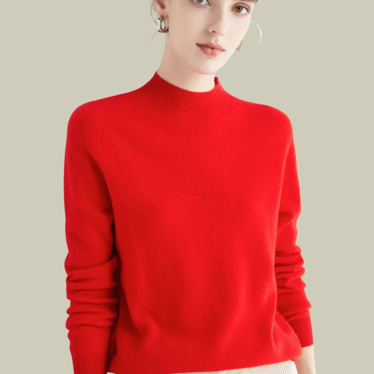 Women's Merino Wool Sweaters Mock Neck Slim Fit Pullover