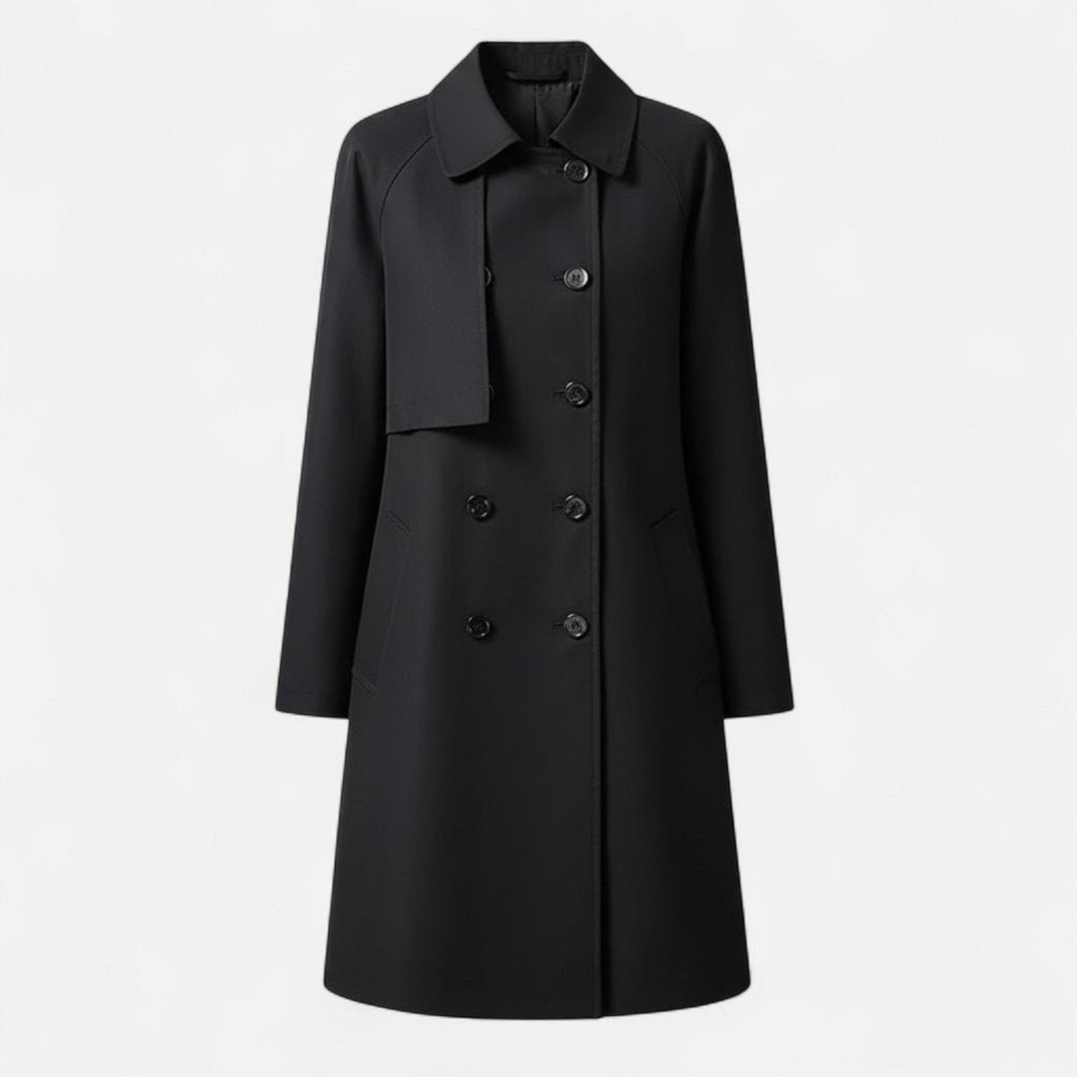 Women's Mid-Length Wool-Blend Double-Breasted Trench Coat