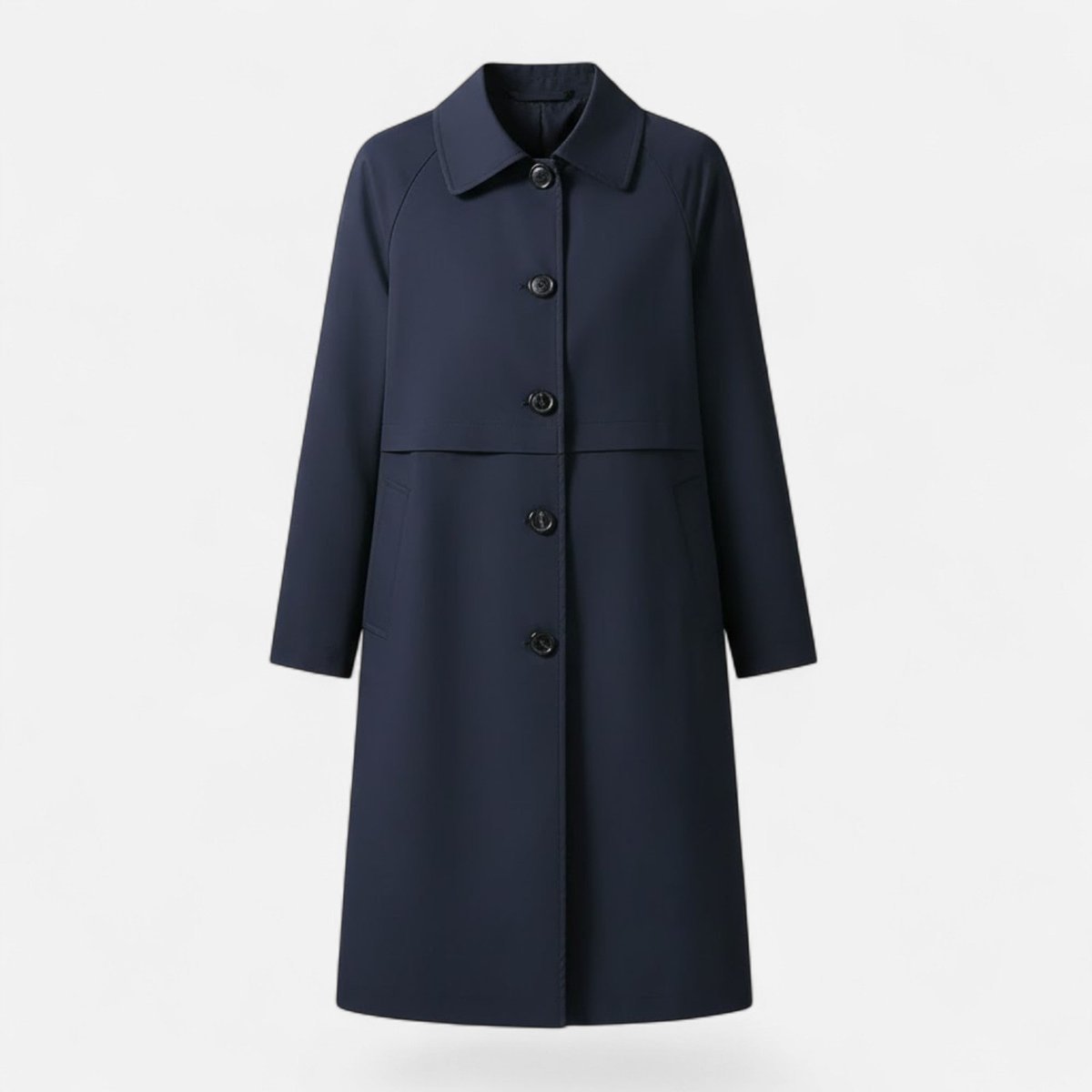 Women's Mid-Length Wool-Blend Double-Breasted Trench Coat