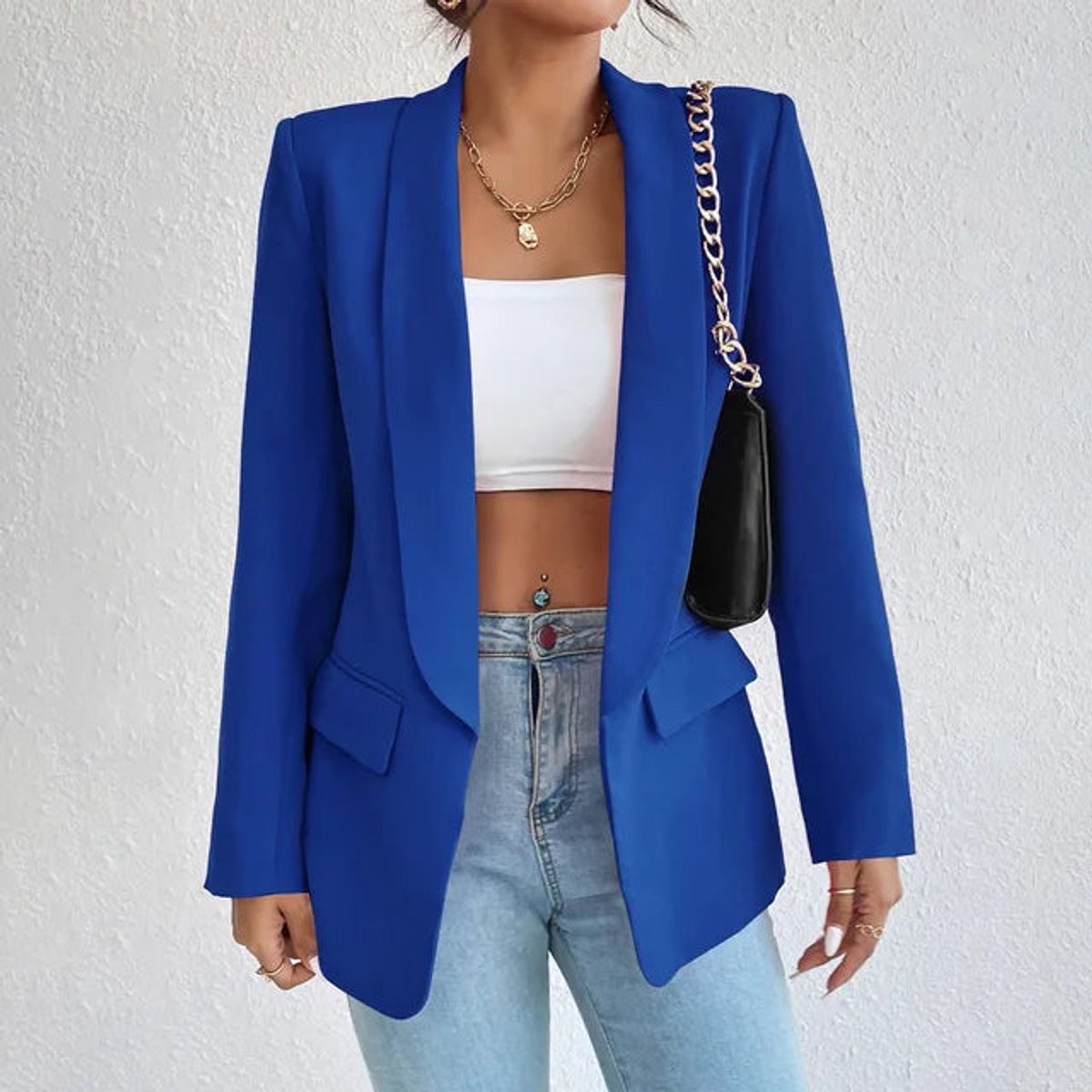 Women's Open-Front Long-Sleeve Office Blazer