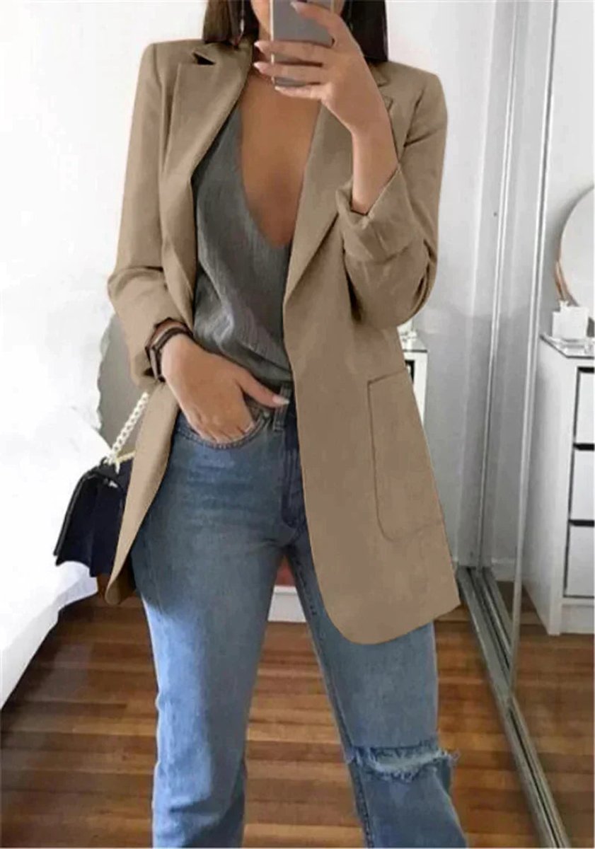 Women's Open-Front Long-Sleeve Slim-Fit Blazer