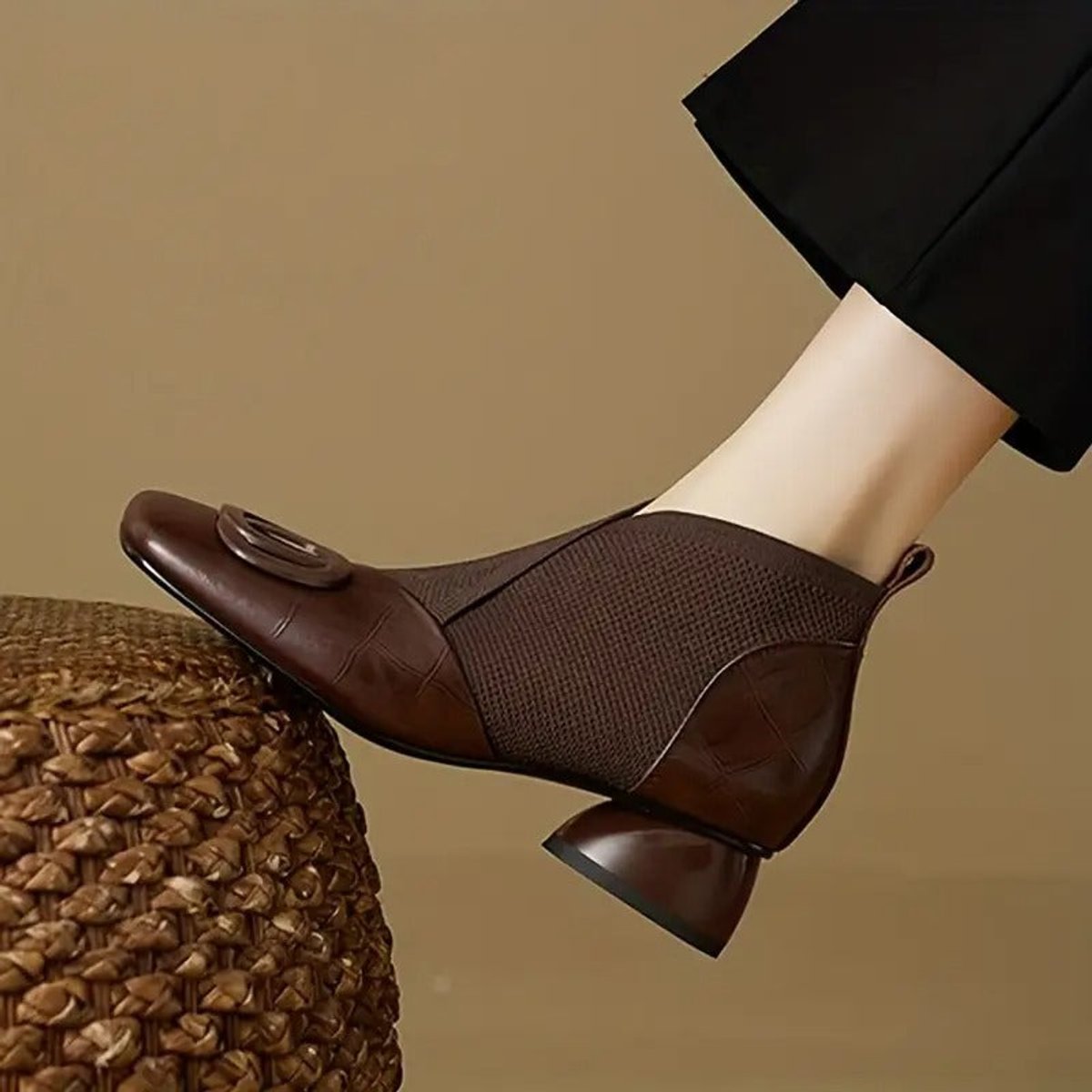 Women's Orthopedic Block-Heel Quilted Leather Ankle Boots