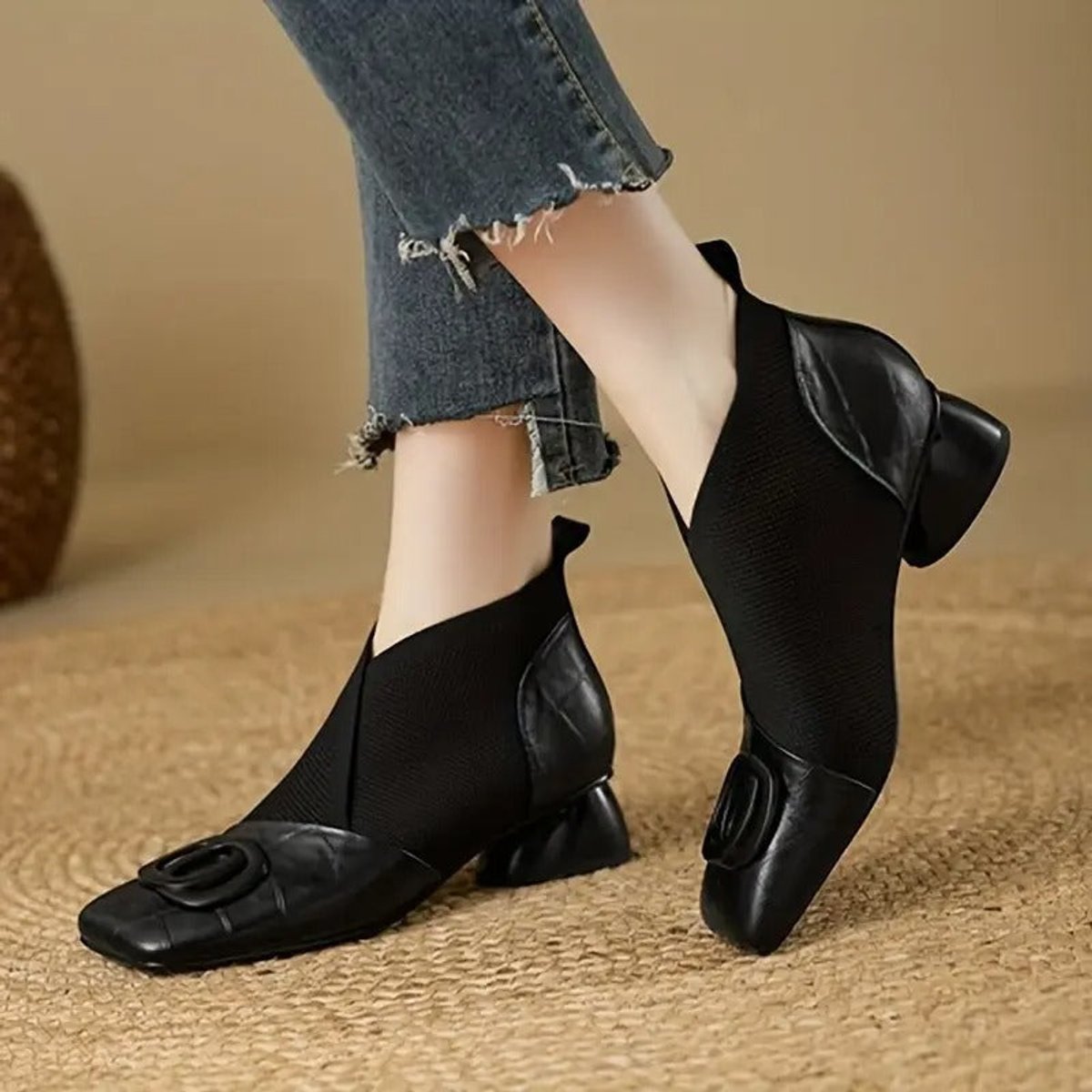 Women's Orthopedic Block-Heel Quilted Leather Ankle Boots