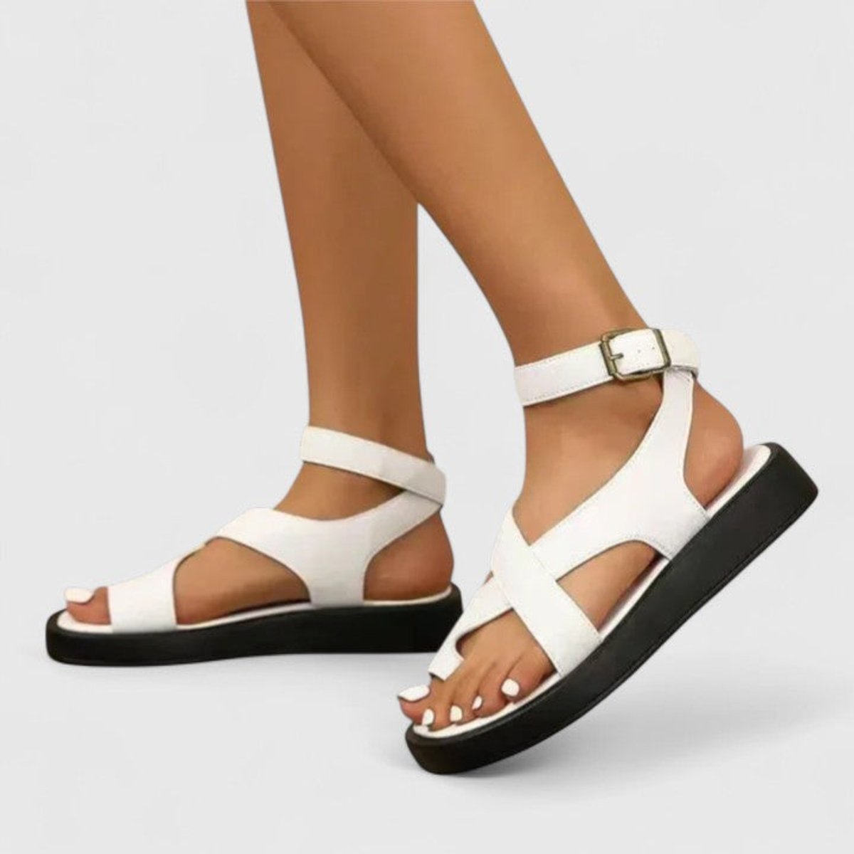 Women's Orthopedic Crossover-Strap Ankle-Buckle Flat Sandals
