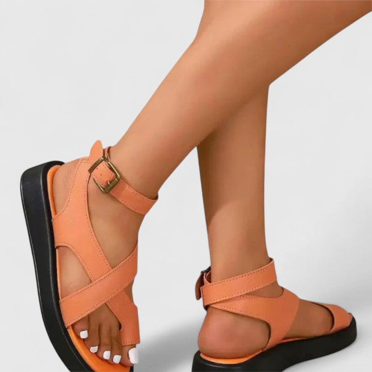 Women's Orthopedic Crossover-Strap Ankle-Buckle Flat Sandals