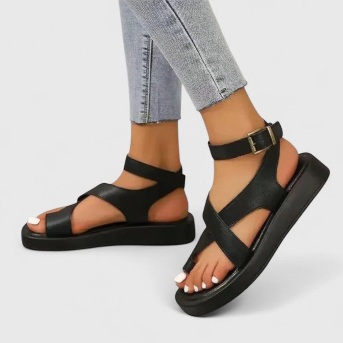 Women's Orthopedic Crossover-Strap Ankle-Buckle Flat Sandals