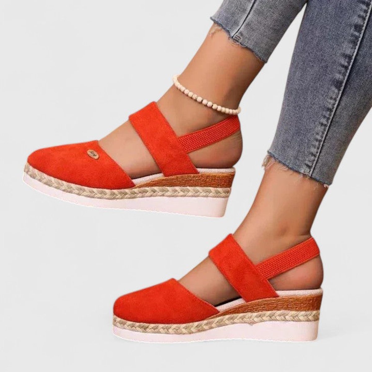 Women's Orthopedic Elastic-Strap Espadrille Wedge Sandals