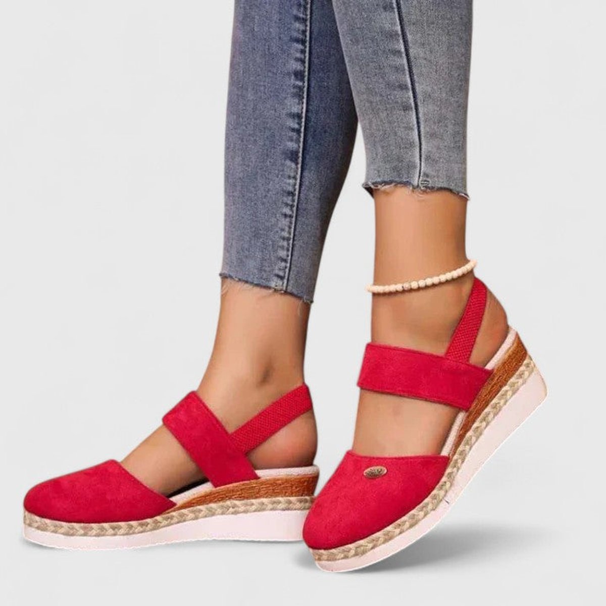 Women's Orthopedic Elastic-Strap Espadrille Wedge Sandals