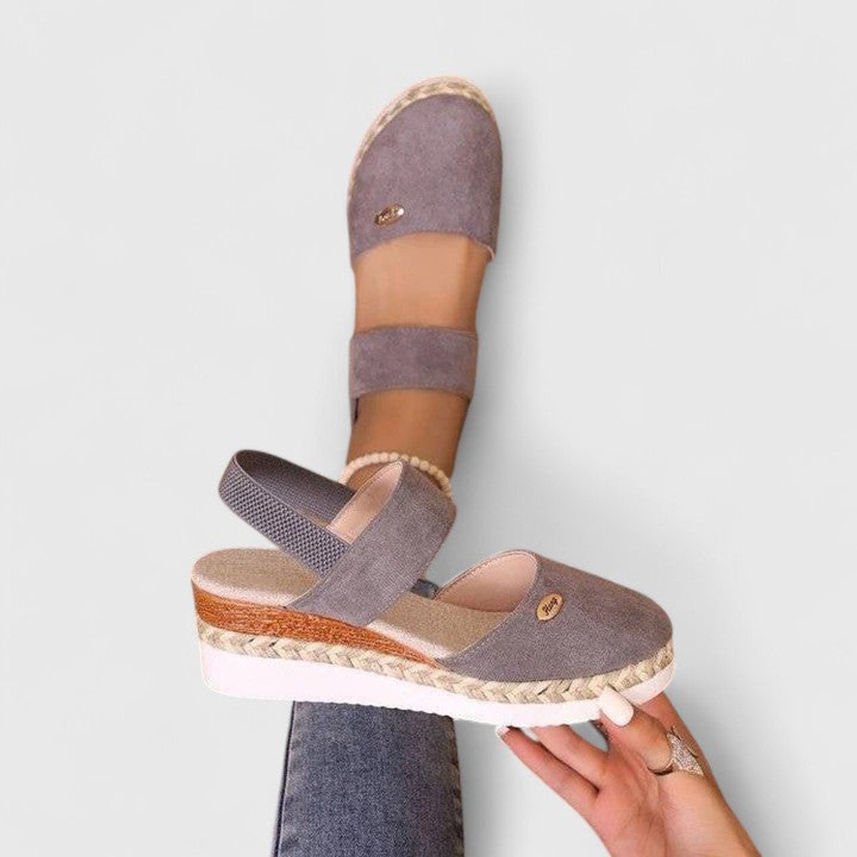 Women's Orthopedic Elastic-Strap Espadrille Wedge Sandals