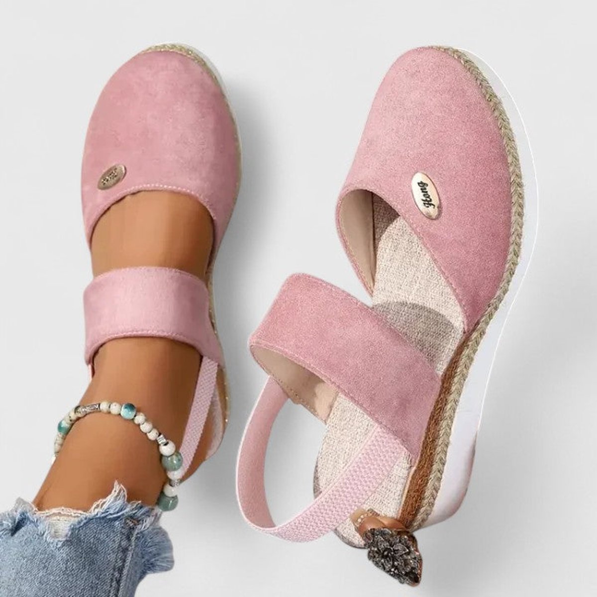Women's Orthopedic Elastic-Strap Espadrille Wedge Sandals