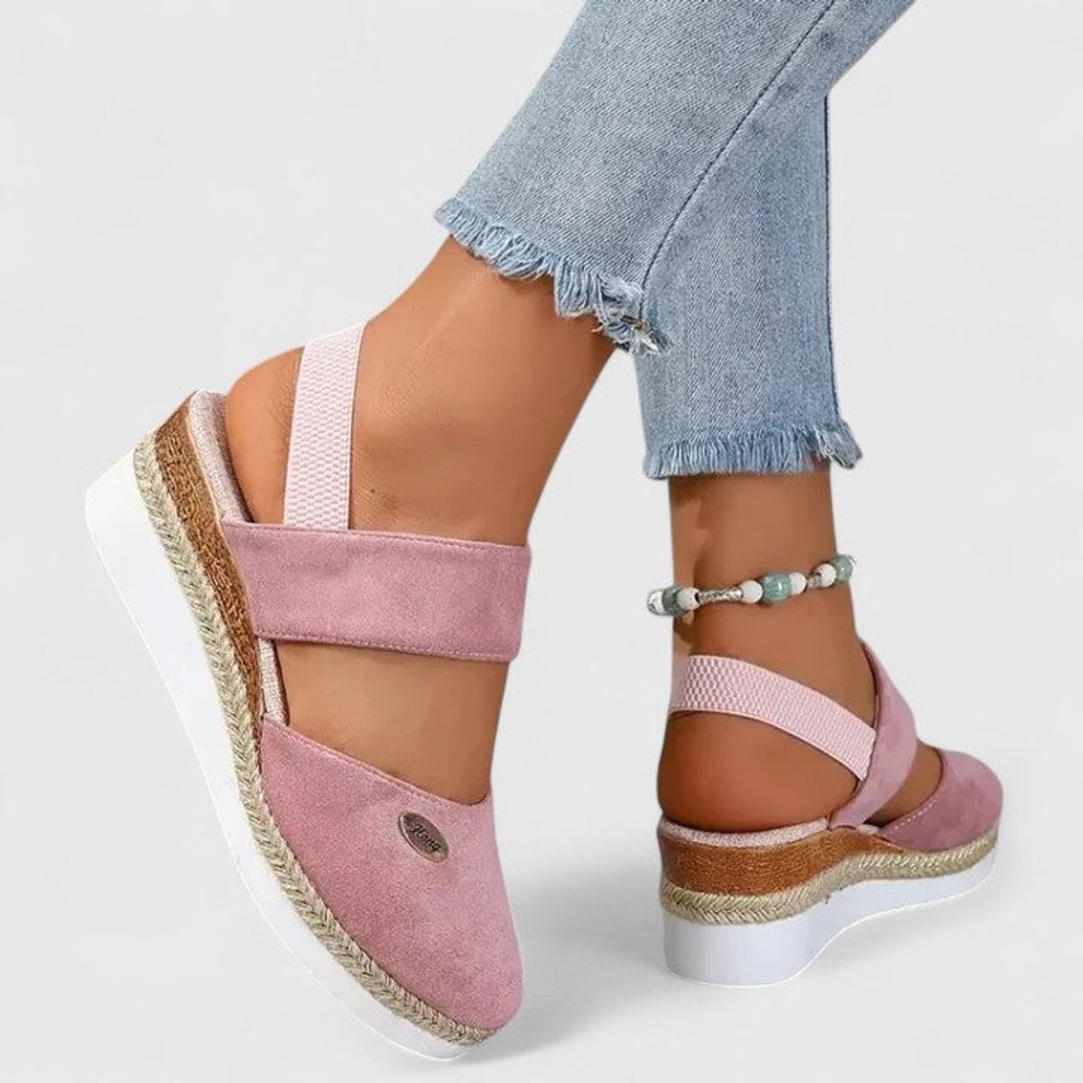 Women's Orthopedic Elastic-Strap Espadrille Wedge Sandals